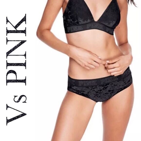 NWT VS PINK Crushed Velvet Liquid Cheeky Panties Sz M - Picture 1 of 5